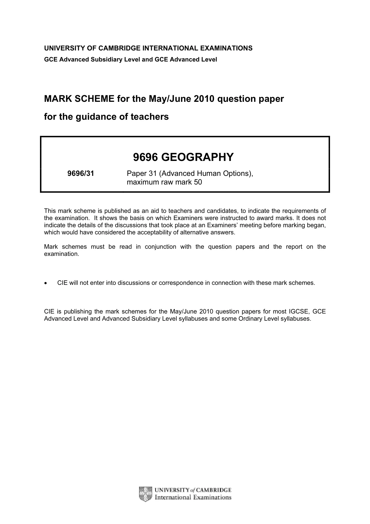 Mark scheme, page 1 of 9
