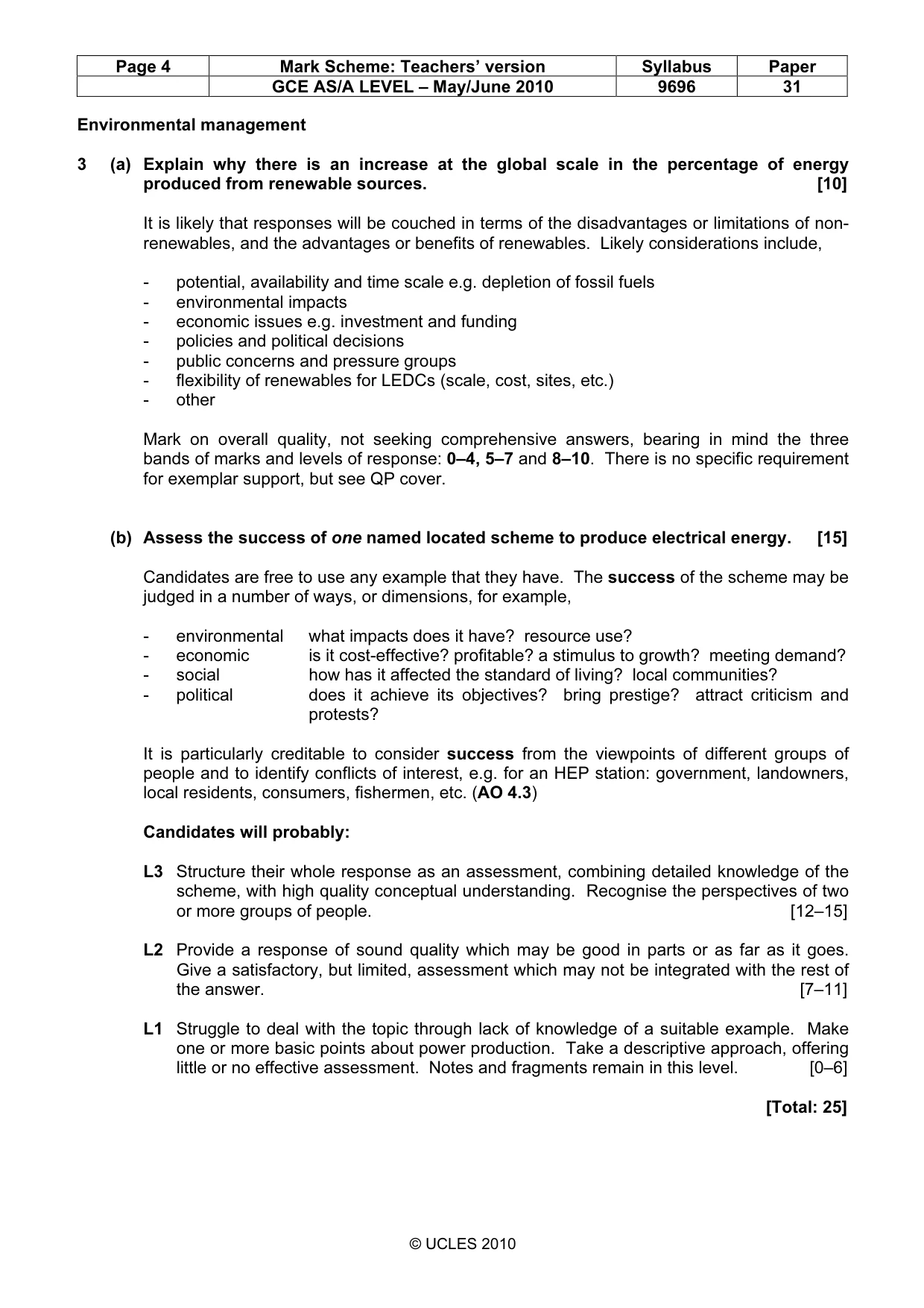 Mark scheme, page 4 of 9