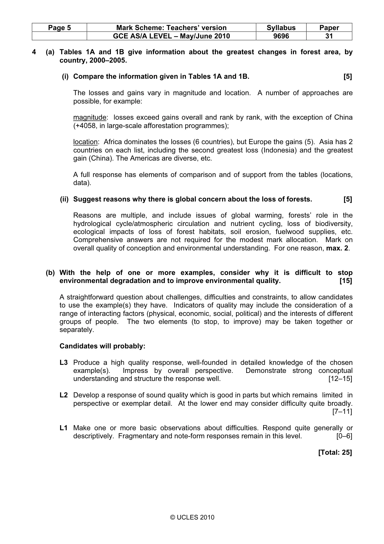Mark scheme, page 5 of 9