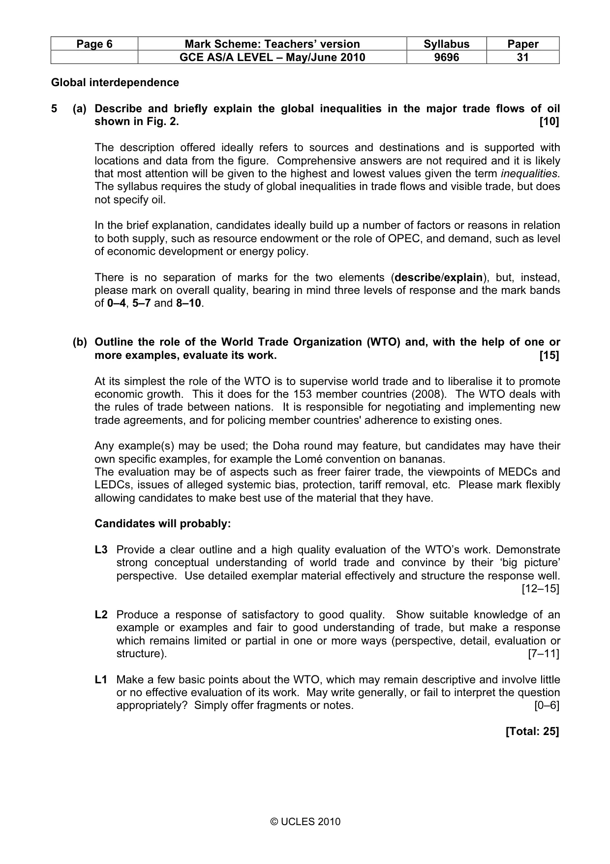 Mark scheme, page 6 of 9