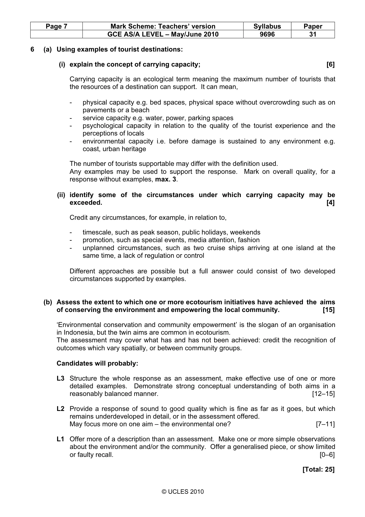 Mark scheme, page 7 of 9