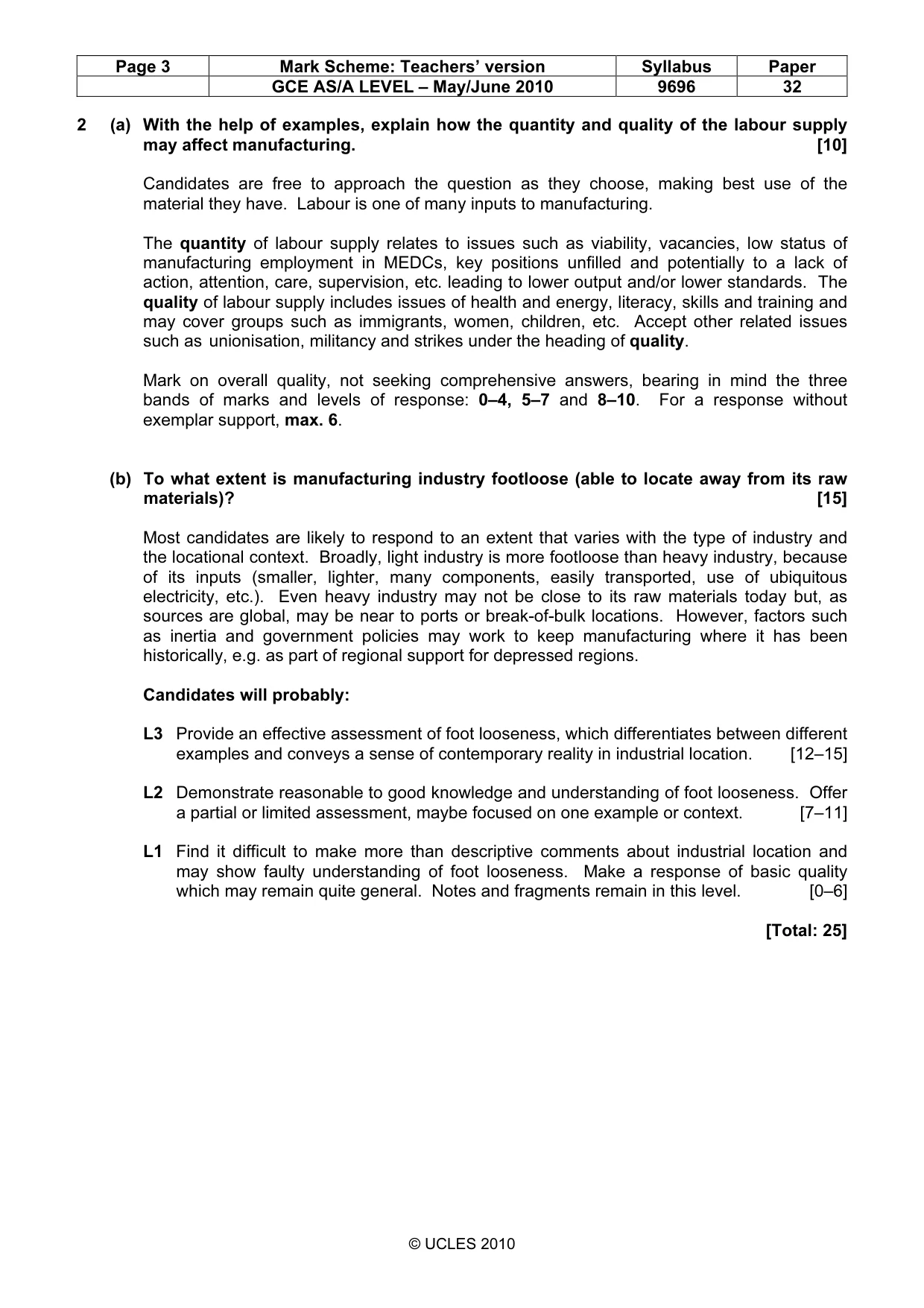 Mark scheme, page 3 of 9