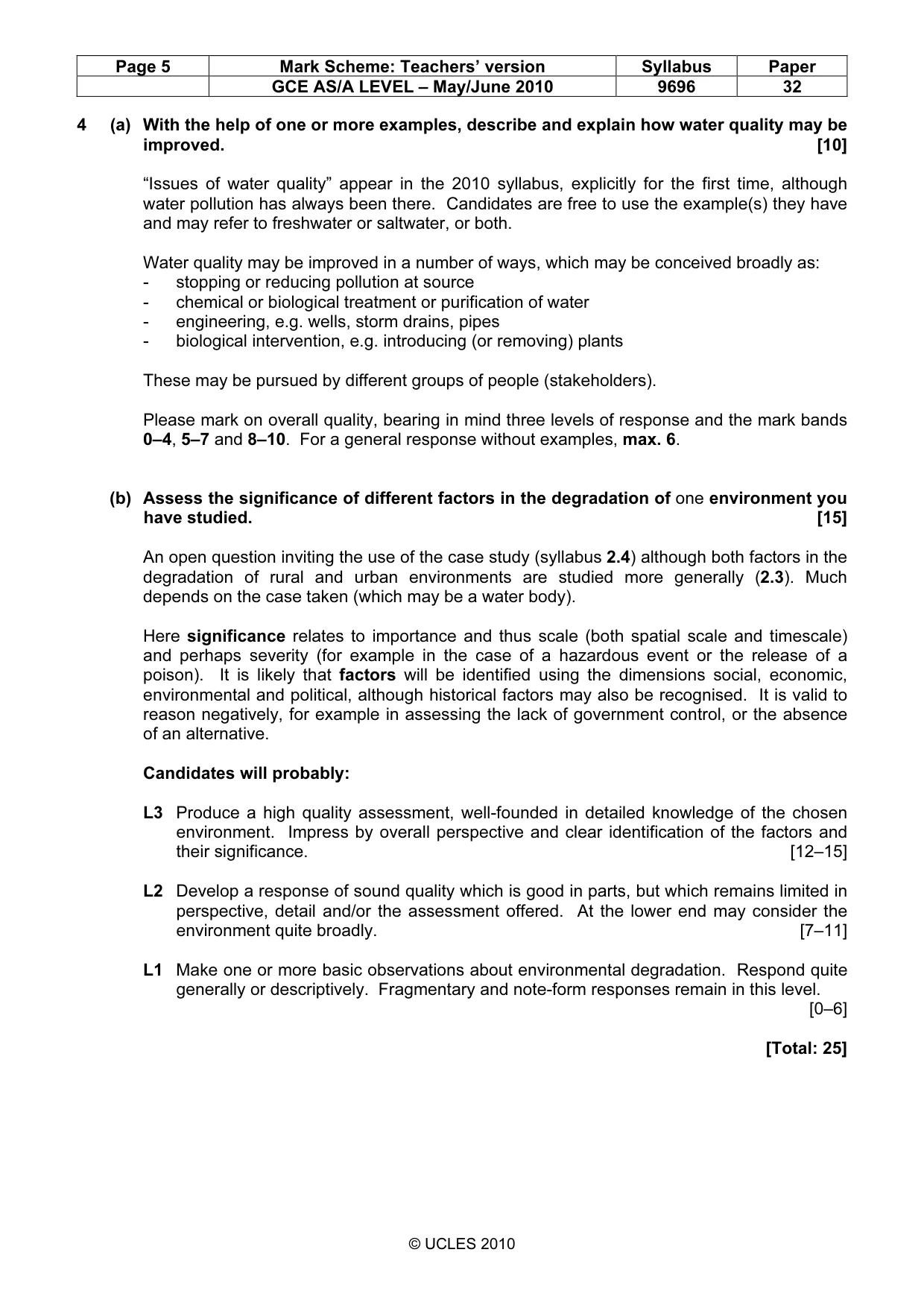 Mark scheme, page 5 of 9