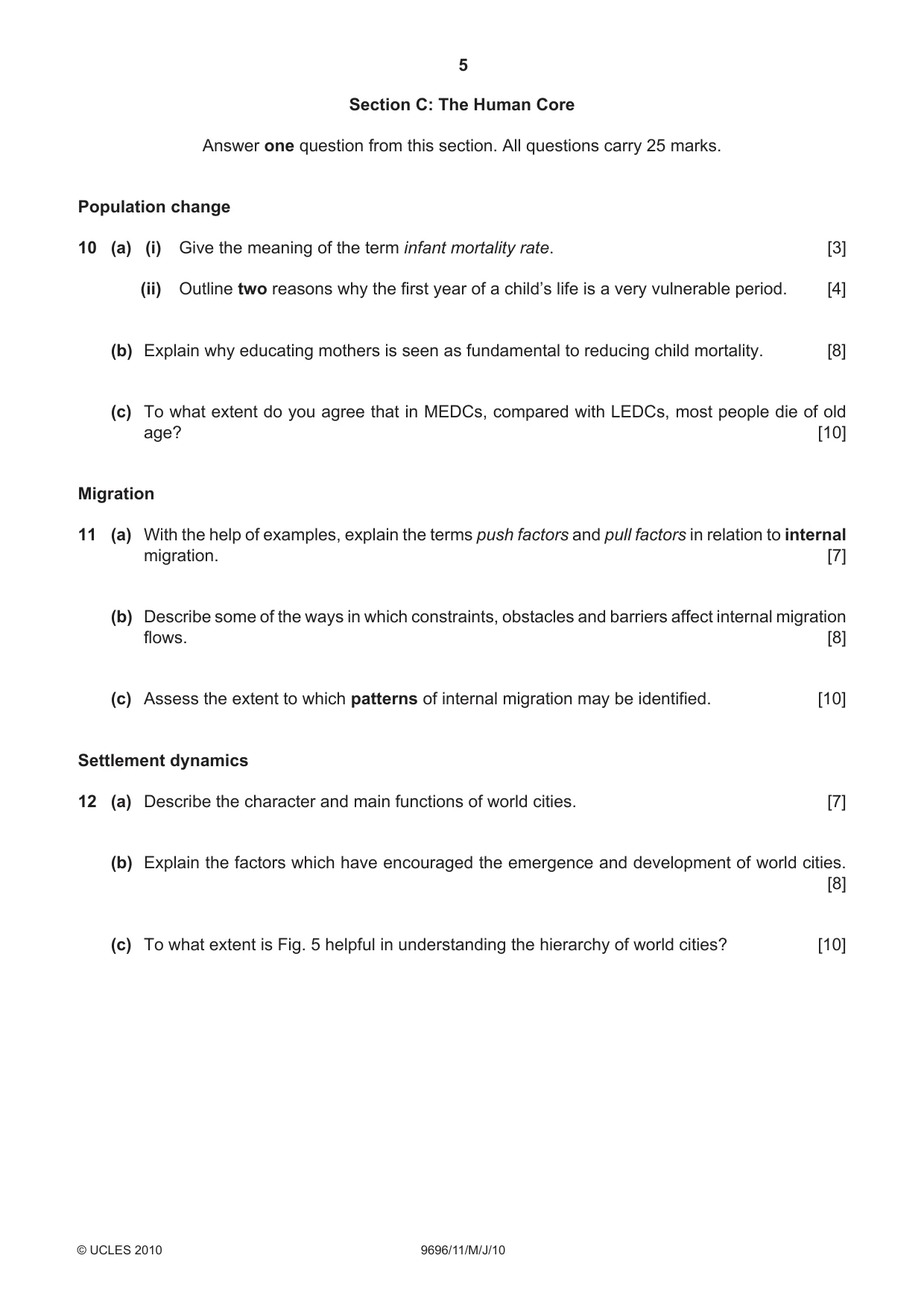 Cambridge A Level Geography 9696 2010 May/June Paper 1 · Variant 1 question paper, page 5 of 8