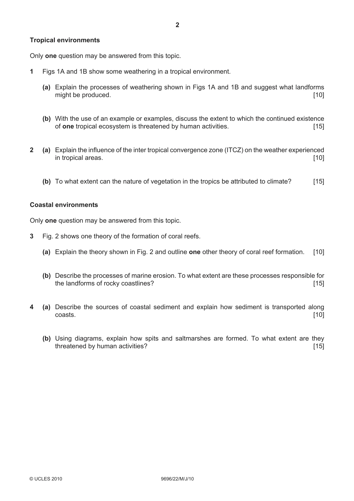 Cambridge A Level Geography 9696 2010 May/June Paper 2 · Variant 2 question paper, page 2 of 4
