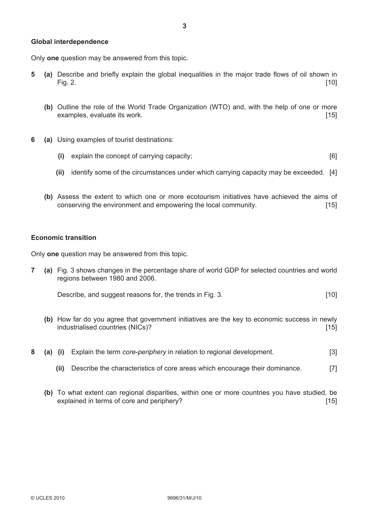 Cambridge A Level Geography 9696 2010 May/June Paper 3 · Variant 1 question paper, page 3 of 4