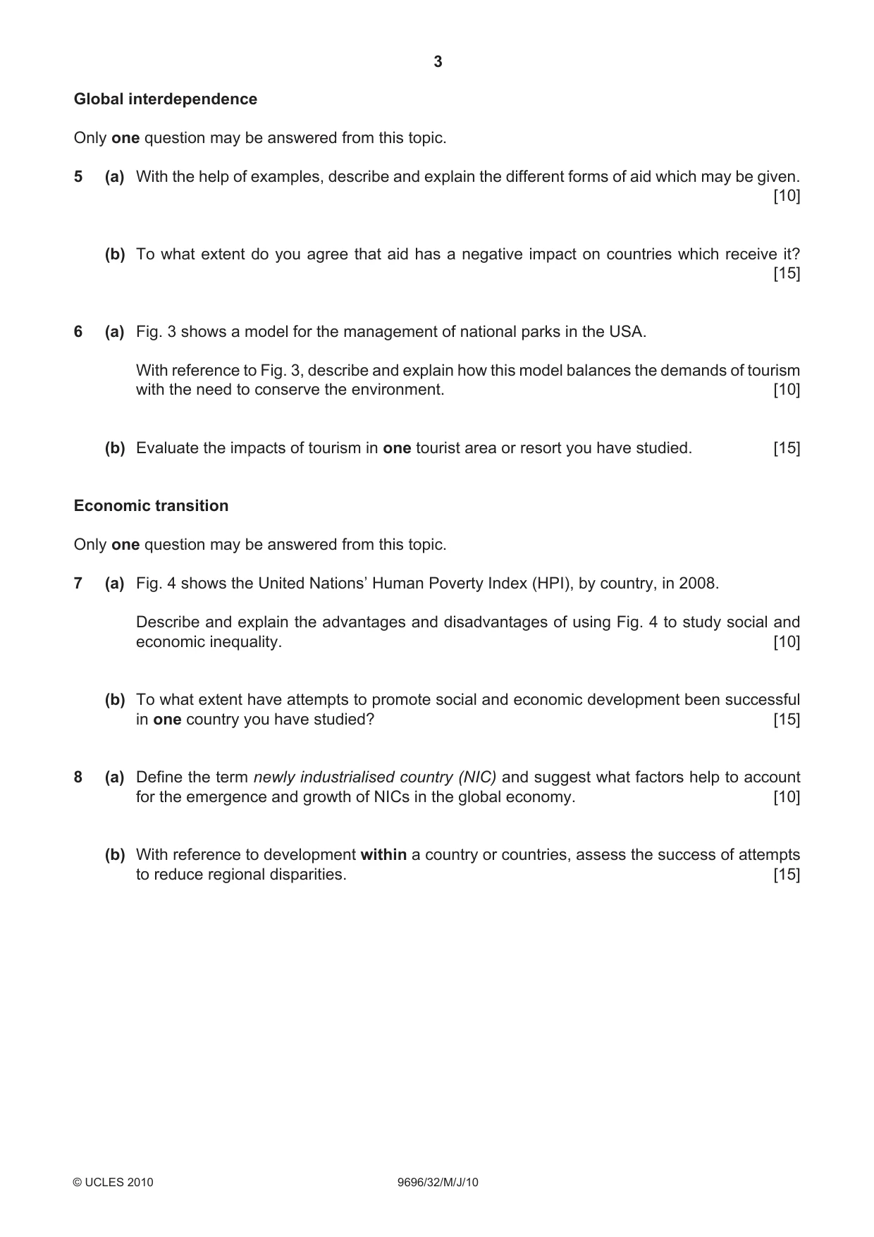 Cambridge A Level Geography 9696 2010 May/June Paper 3 · Variant 2 question paper, page 3 of 4