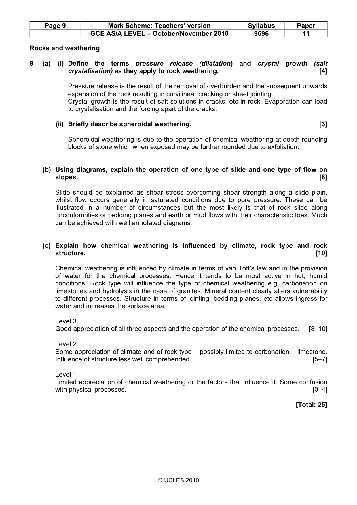 Mark scheme, page 9 of 12