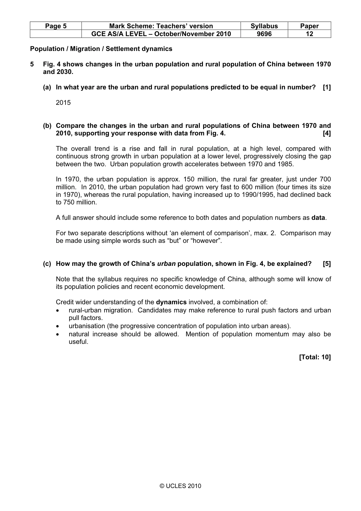 Mark scheme, page 5 of 12