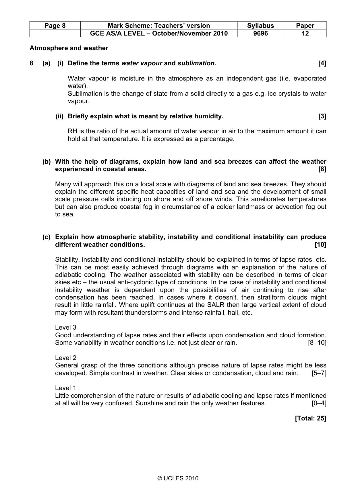 Mark scheme, page 8 of 12