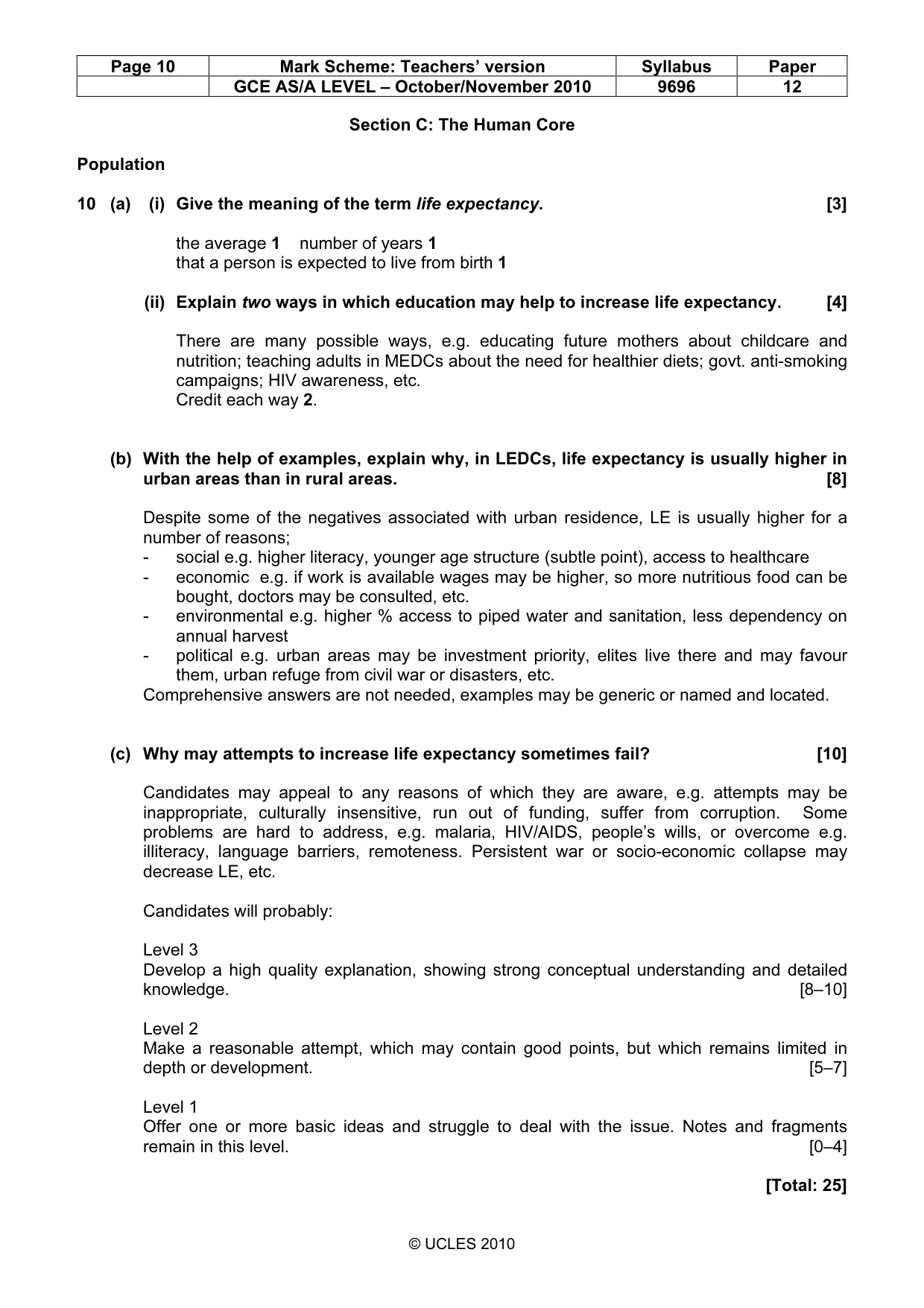 Mark scheme, page 10 of 12