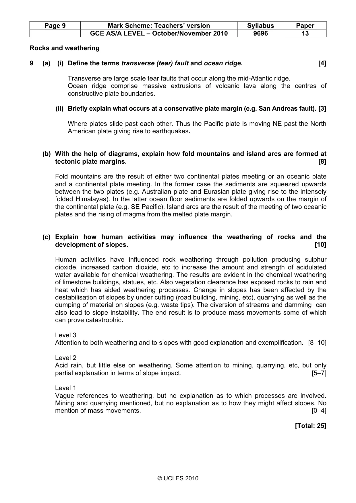 Mark scheme, page 9 of 12