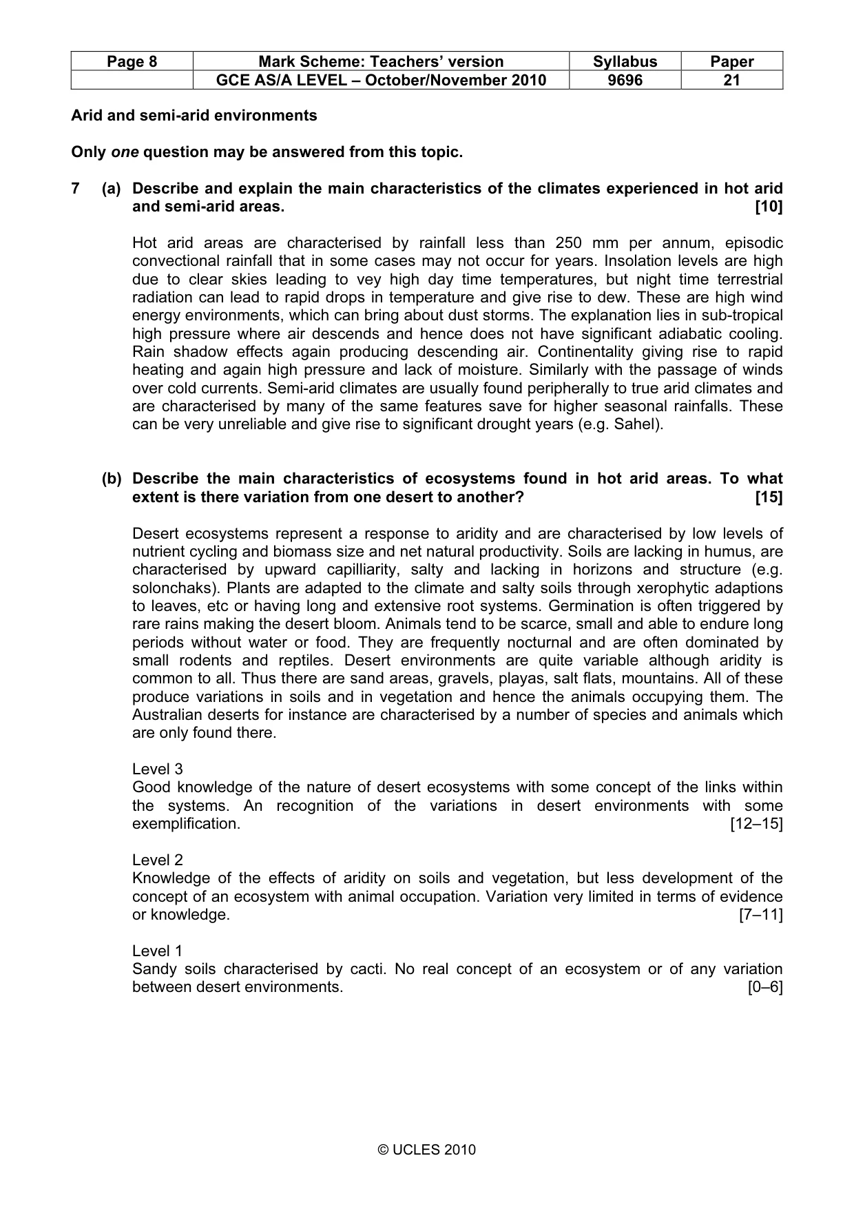 Mark scheme, page 8 of 9