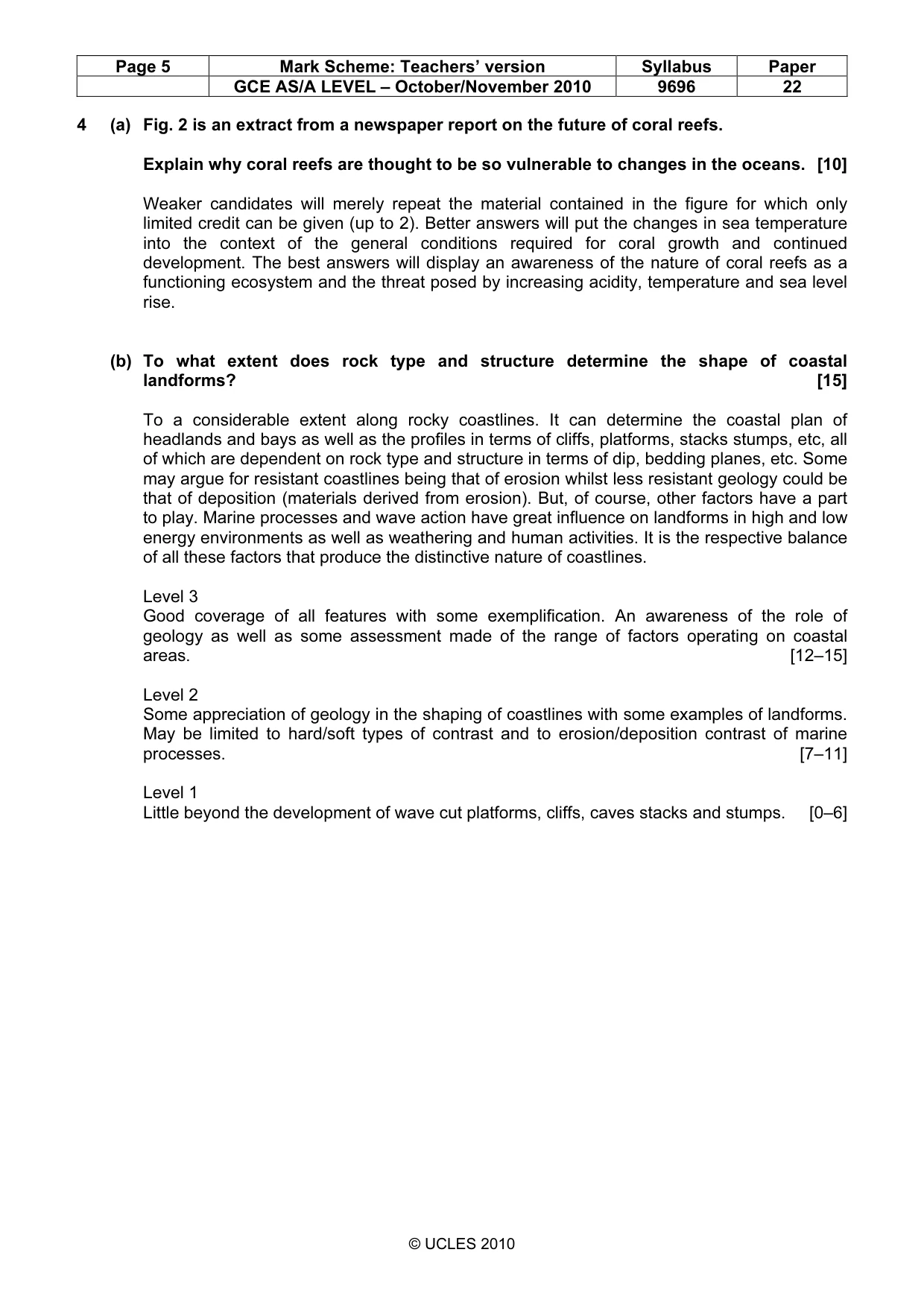 Mark scheme, page 5 of 9