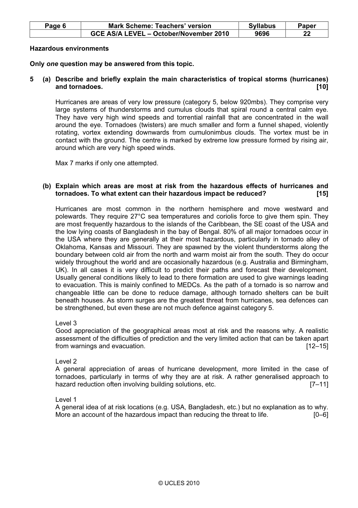 Mark scheme, page 6 of 9