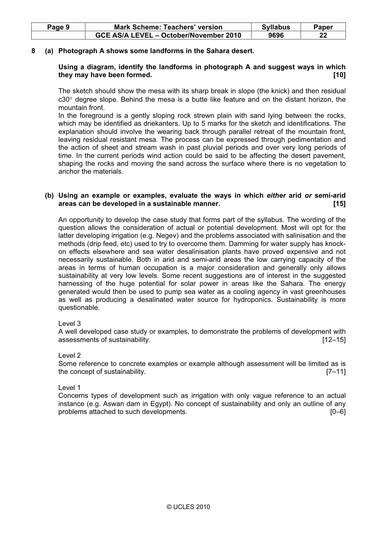 Mark scheme, page 9 of 9