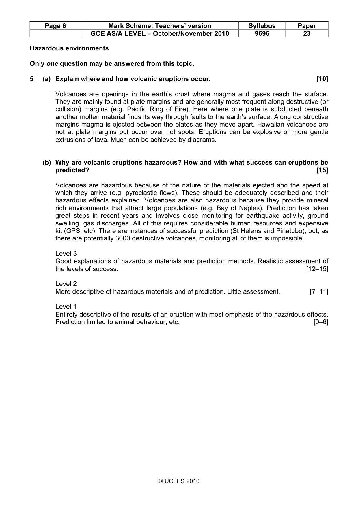 Mark scheme, page 6 of 9