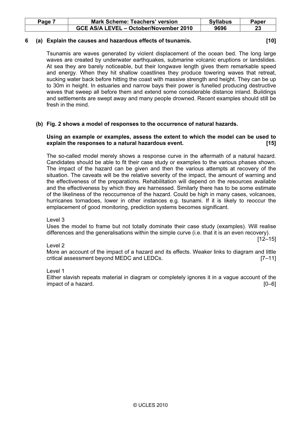 Mark scheme, page 7 of 9