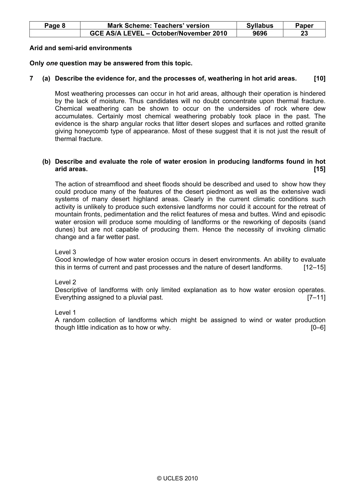 Mark scheme, page 8 of 9