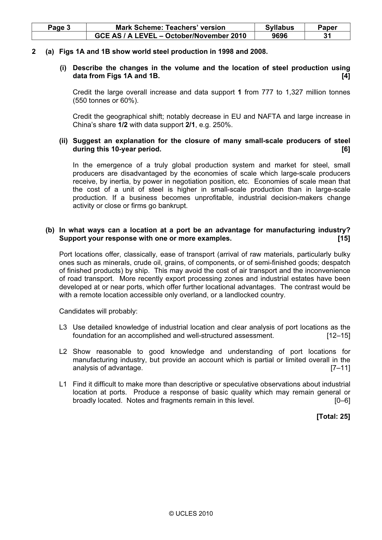 Mark scheme, page 3 of 9