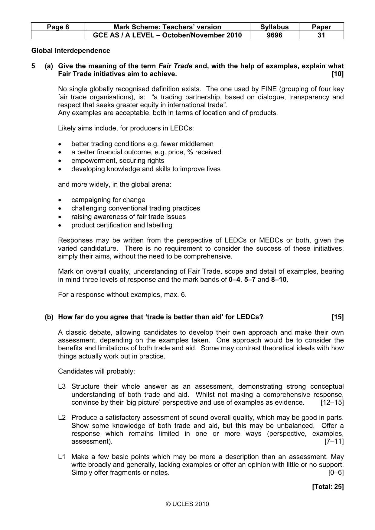Mark scheme, page 6 of 9