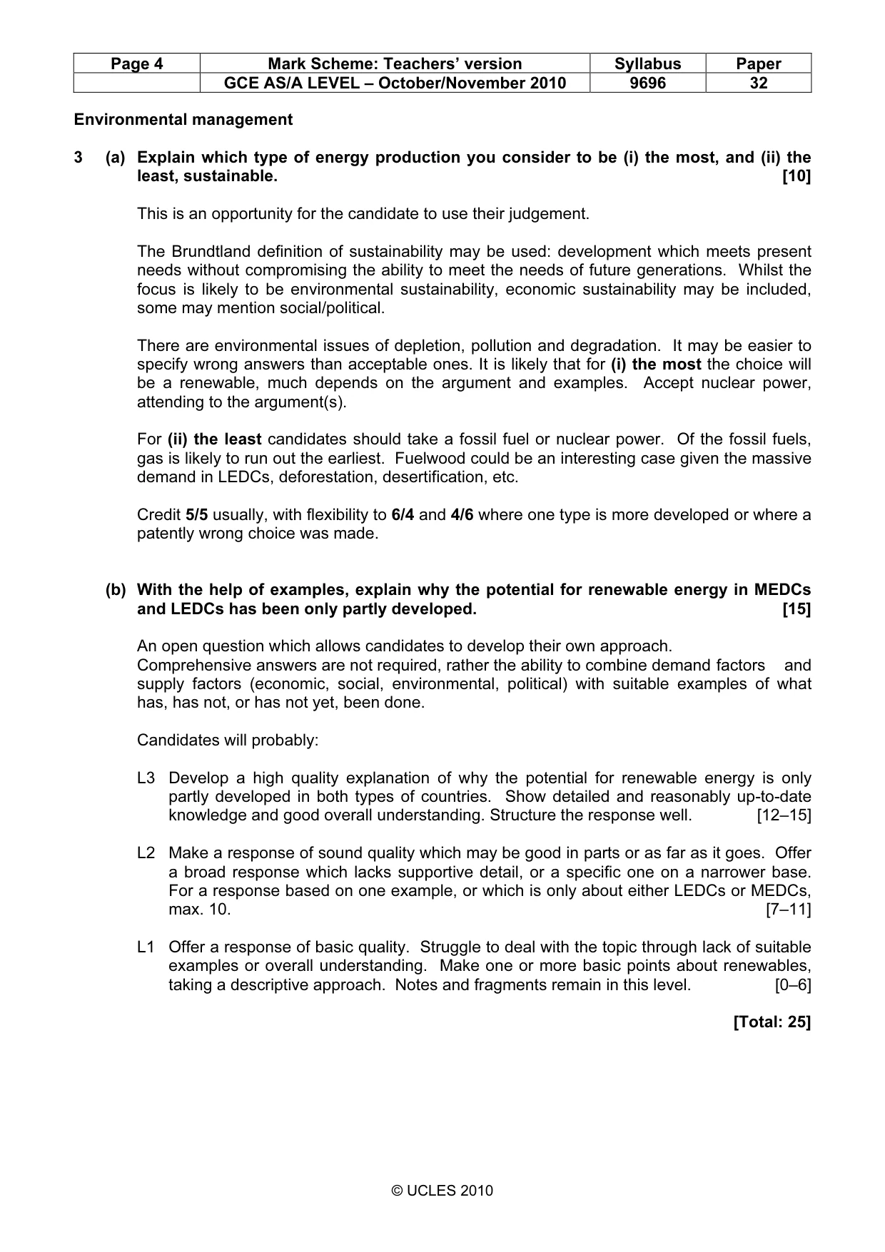Mark scheme, page 4 of 9