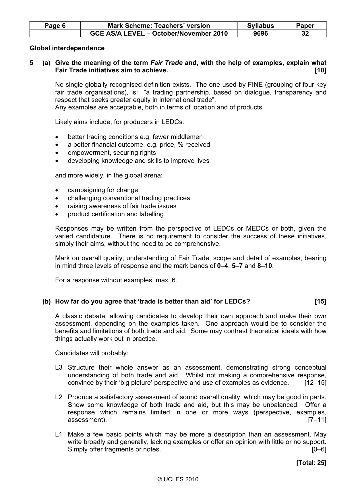 Mark scheme, page 6 of 9