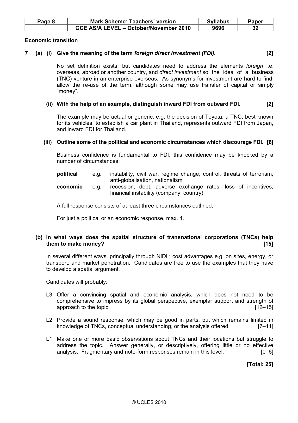 Mark scheme, page 8 of 9