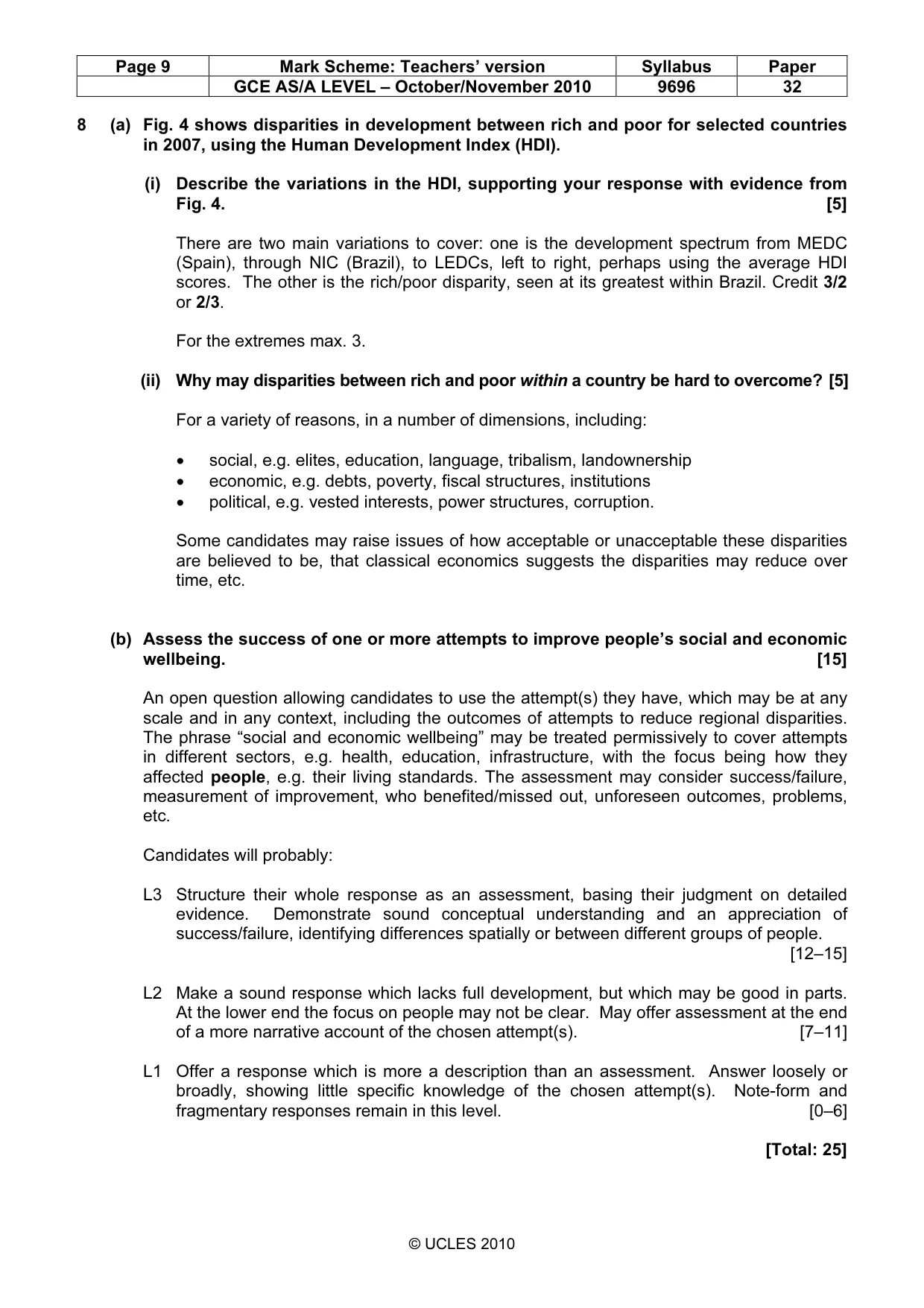 Mark scheme, page 9 of 9