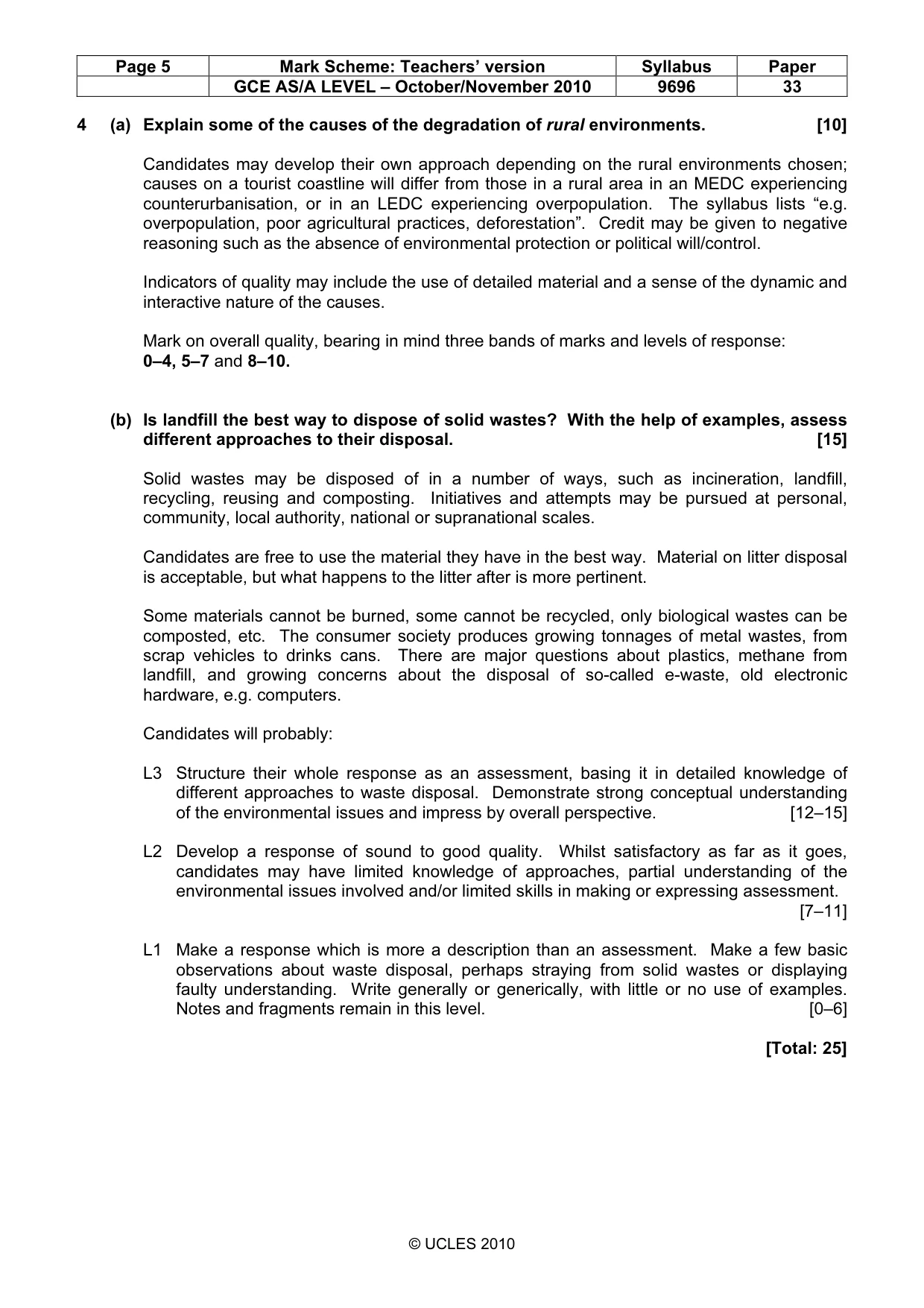Mark scheme, page 5 of 9