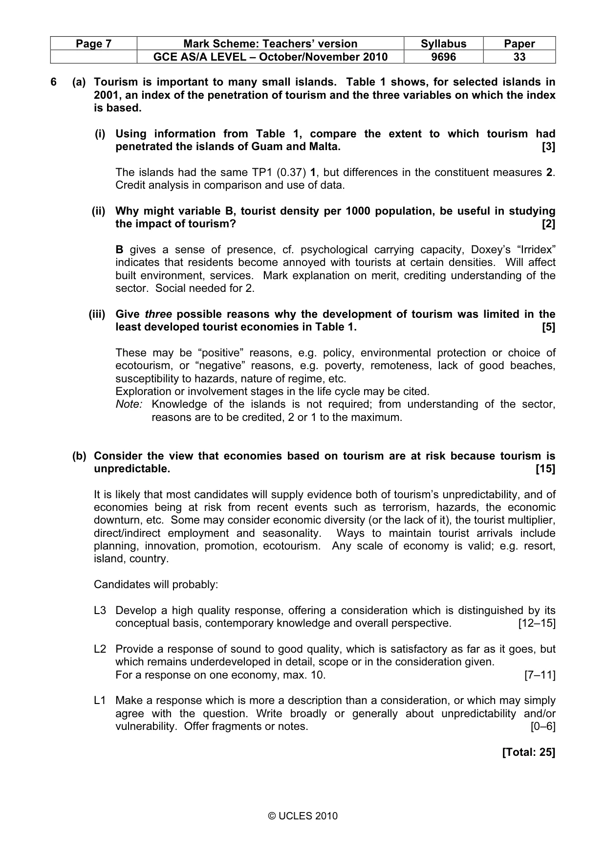 Mark scheme, page 7 of 9