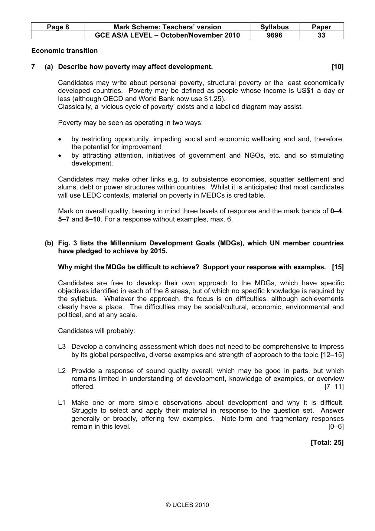 Mark scheme, page 8 of 9