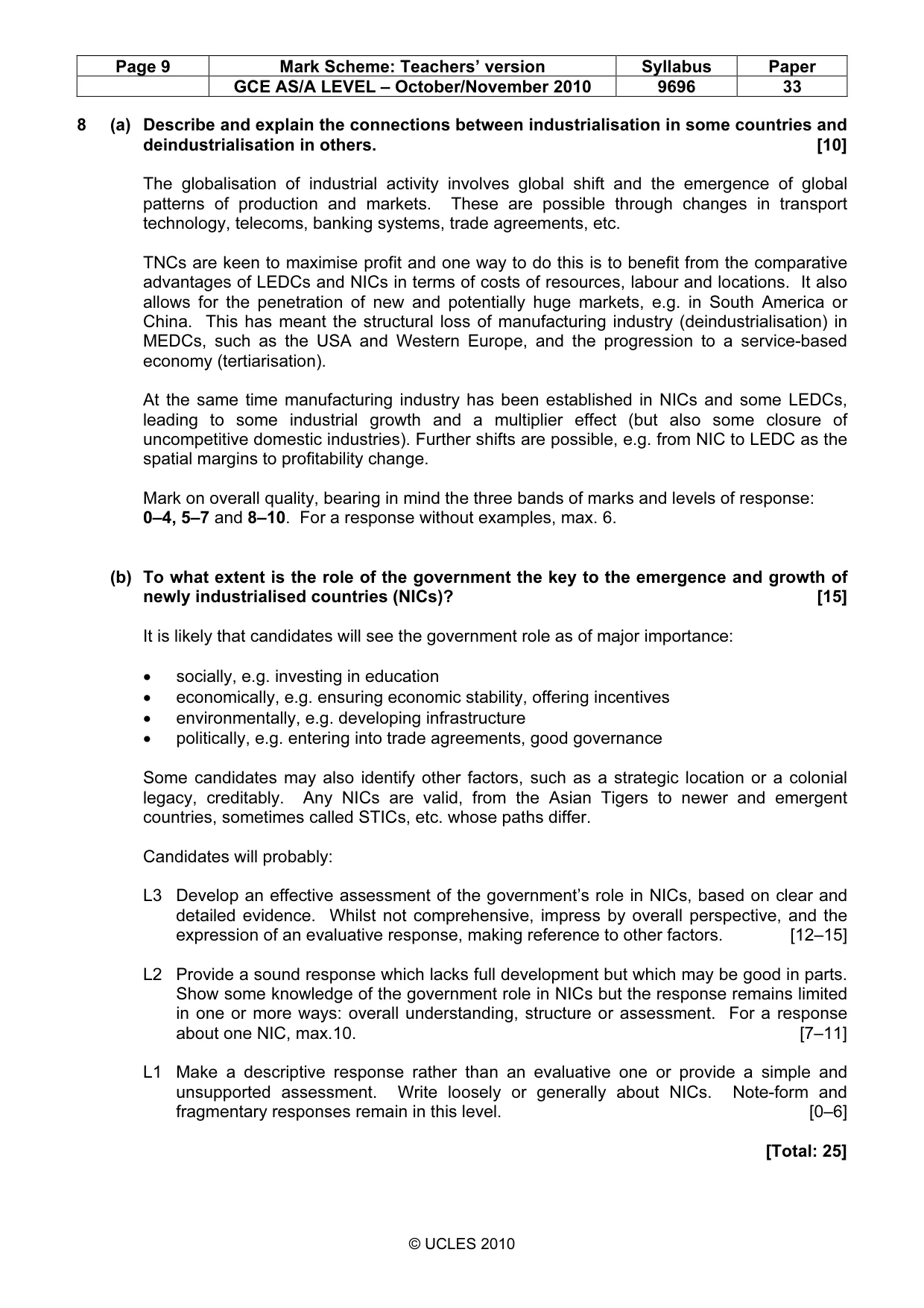 Mark scheme, page 9 of 9