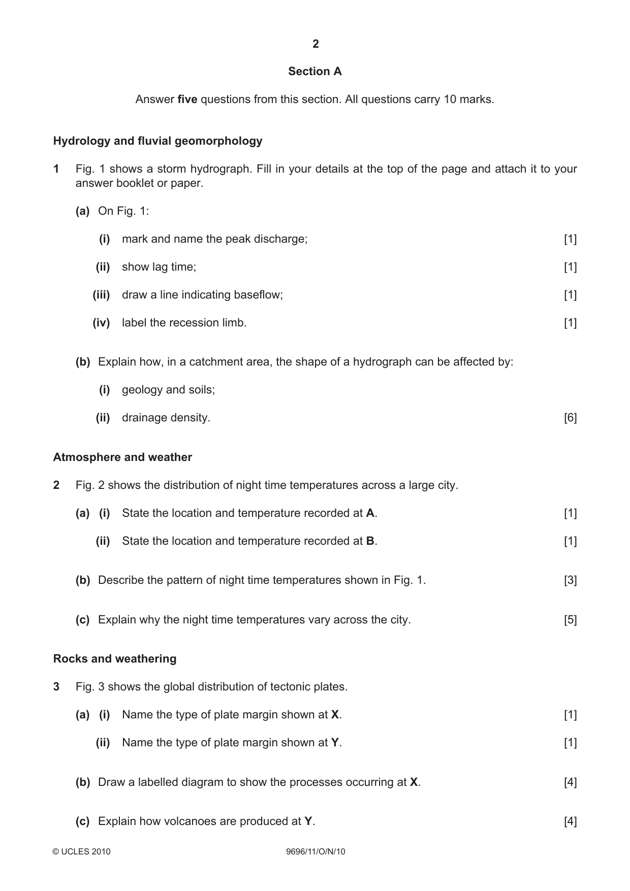 Cambridge A Level Geography 9696 2010 Oct/Nov Paper 1 · Variant 1 question paper, page 2 of 8