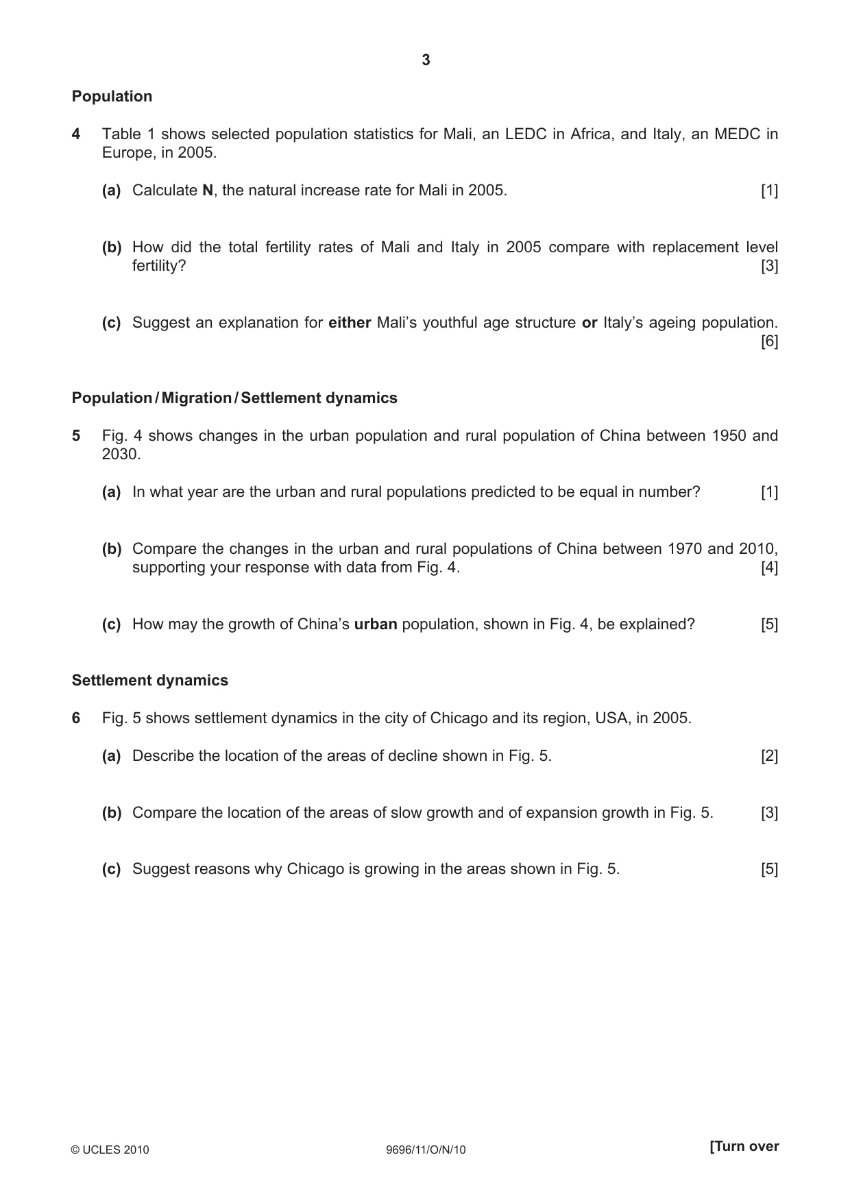 Cambridge A Level Geography 9696 2010 Oct/Nov Paper 1 · Variant 1 question paper, page 3 of 8