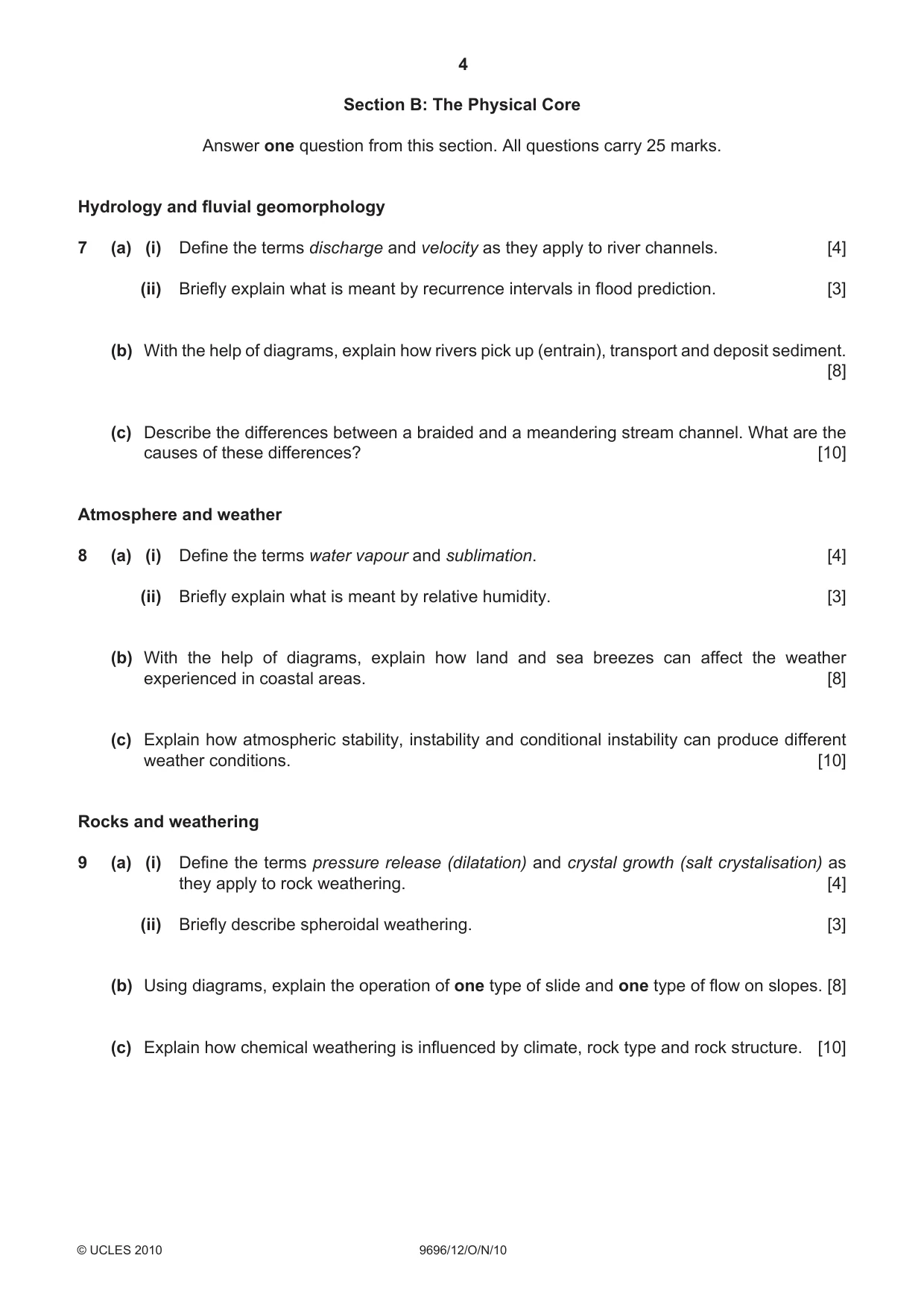 Cambridge A Level Geography 9696 2010 Oct/Nov Paper 1 · Variant 2 question paper, page 4 of 8