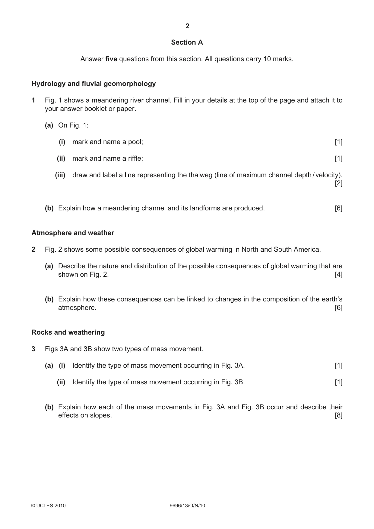Cambridge A Level Geography 9696 2010 Oct/Nov Paper 1 · Variant 3 question paper, page 2 of 8