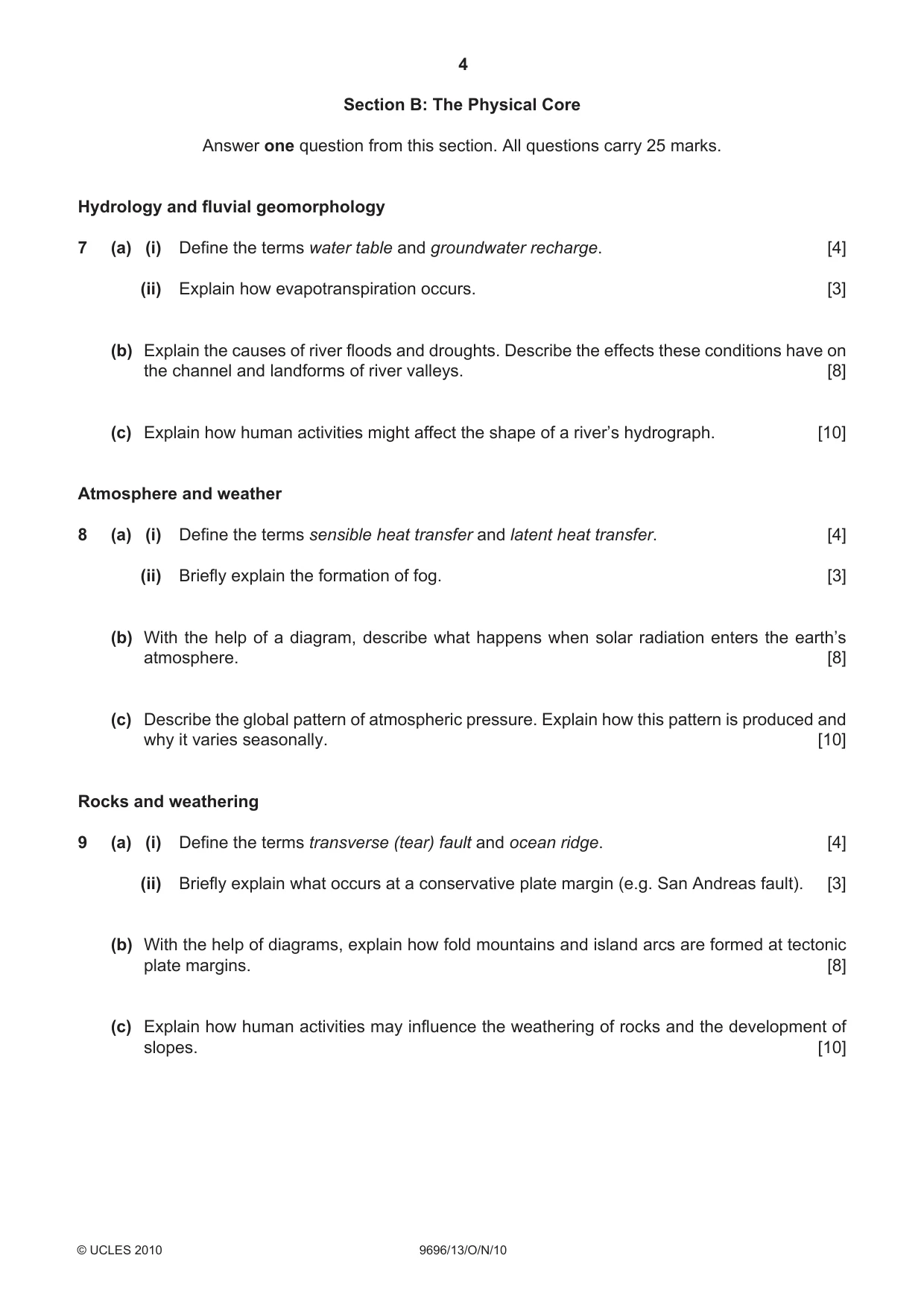 Cambridge A Level Geography 9696 2010 Oct/Nov Paper 1 · Variant 3 question paper, page 4 of 8