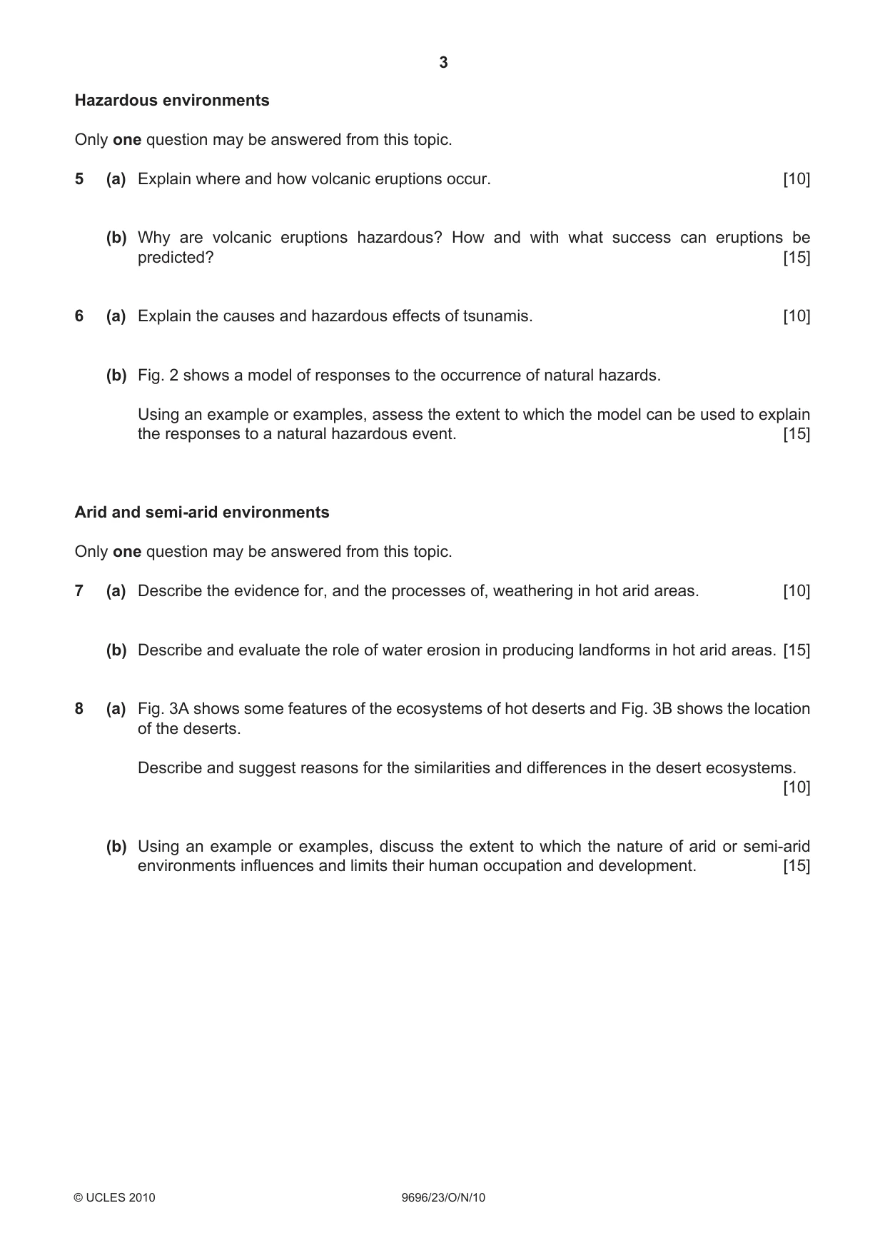 Cambridge A Level Geography 9696 2010 Oct/Nov Paper 2 · Variant 3 question paper, page 3 of 4