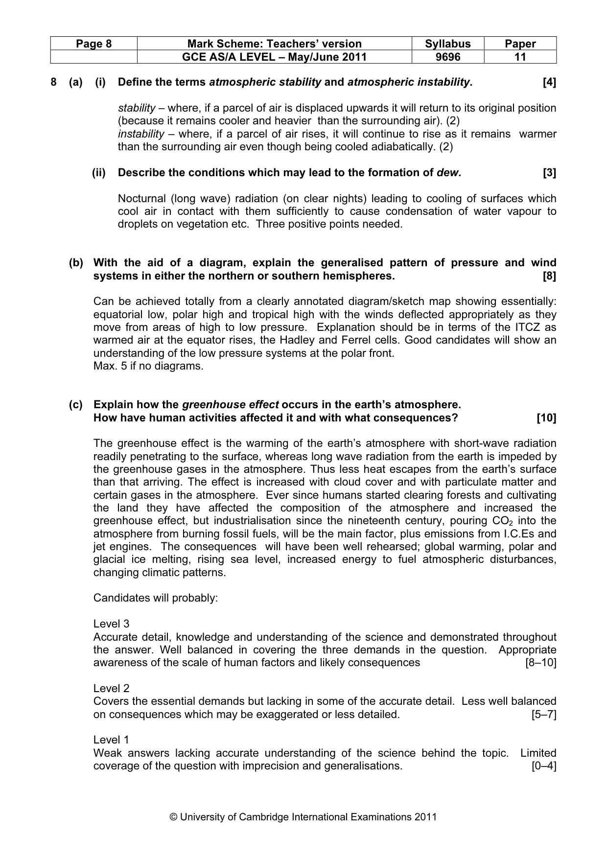 Mark scheme, page 8 of 13