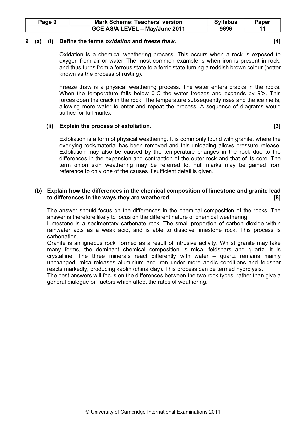 Mark scheme, page 9 of 13