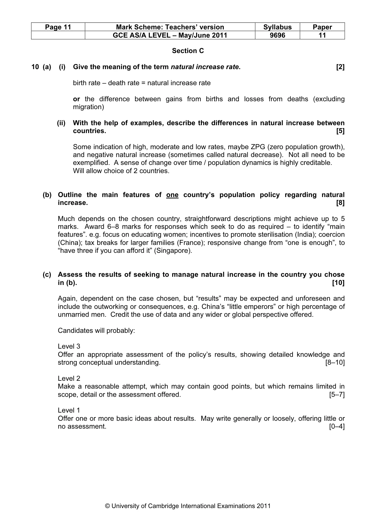 Mark scheme, page 11 of 13