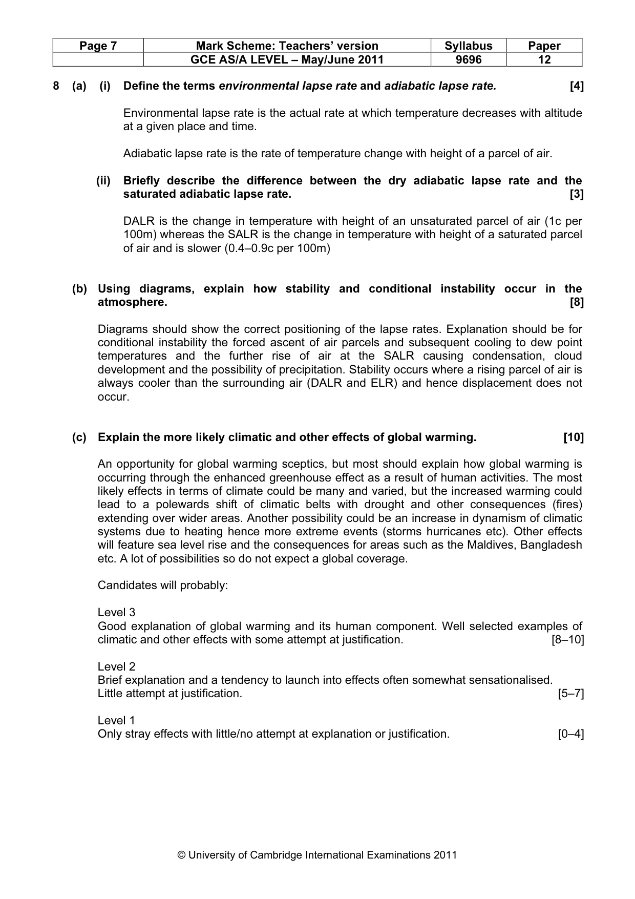 Mark scheme, page 7 of 11