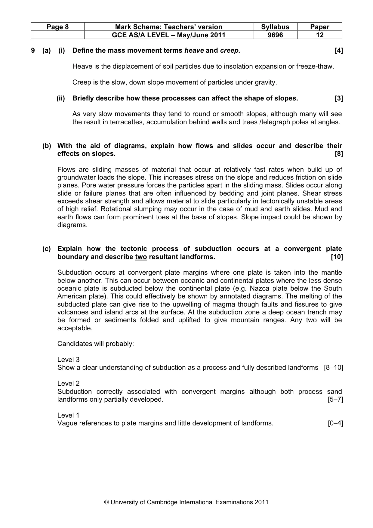 Mark scheme, page 8 of 11
