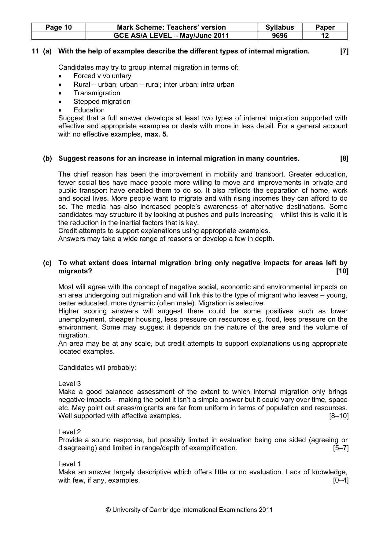 Mark scheme, page 10 of 11