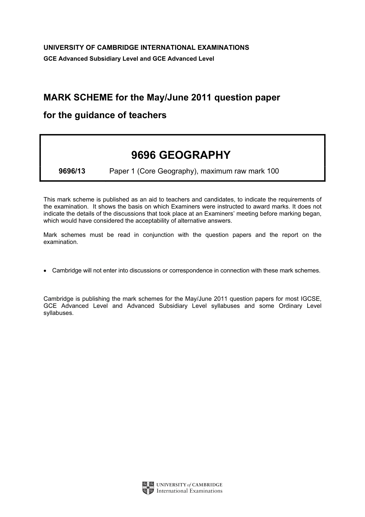 Mark scheme, page 1 of 11