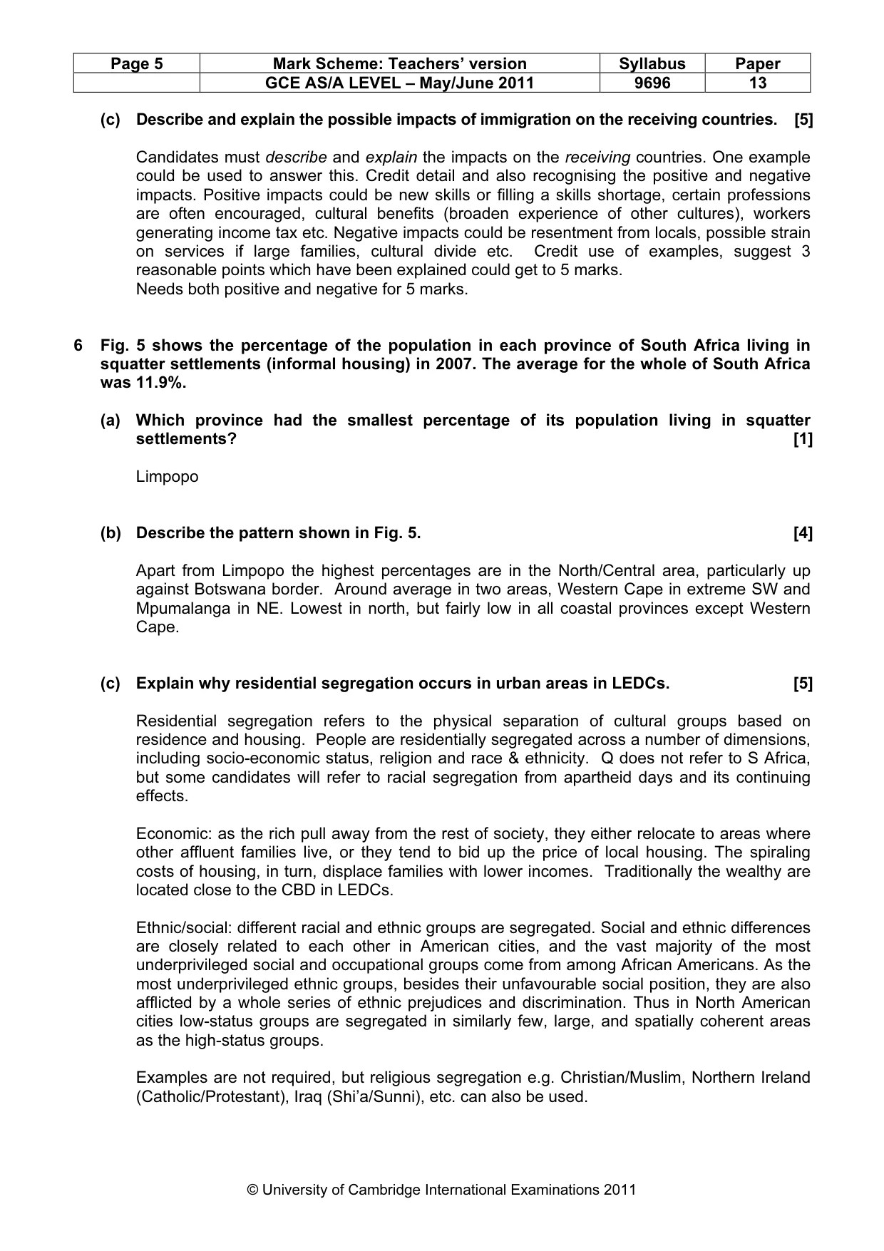 Mark scheme, page 5 of 11