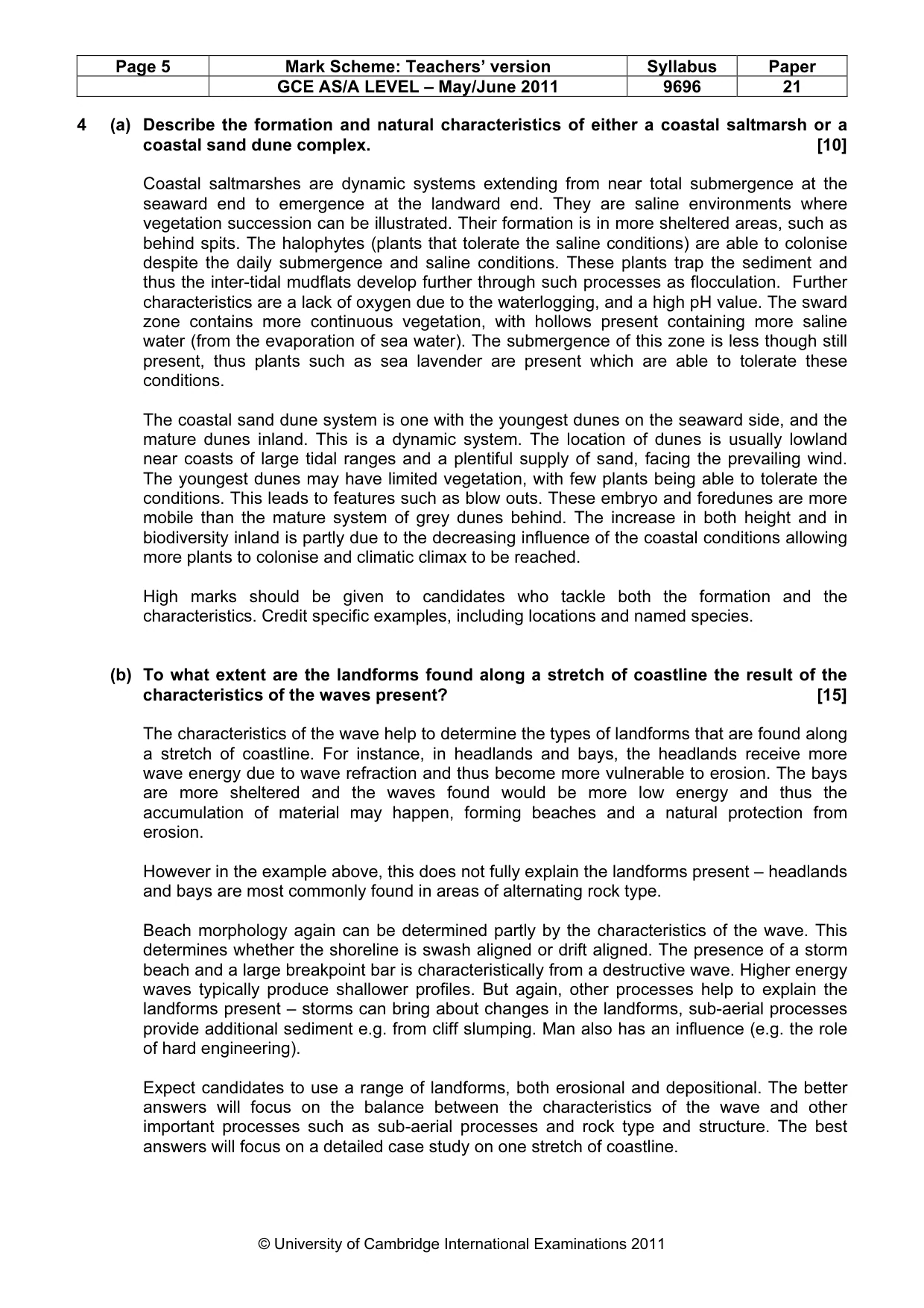 Mark scheme, page 5 of 10