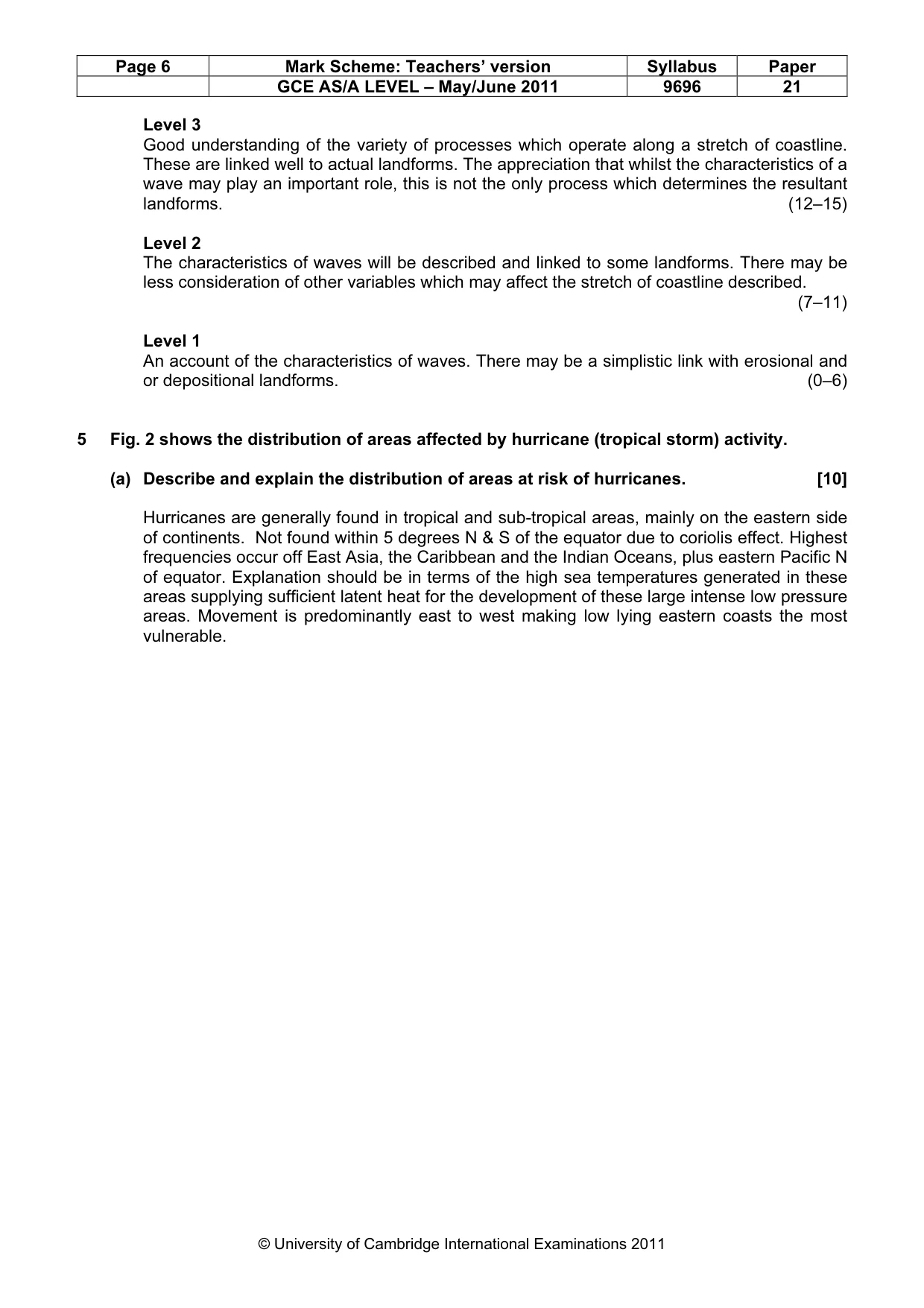 Mark scheme, page 6 of 10