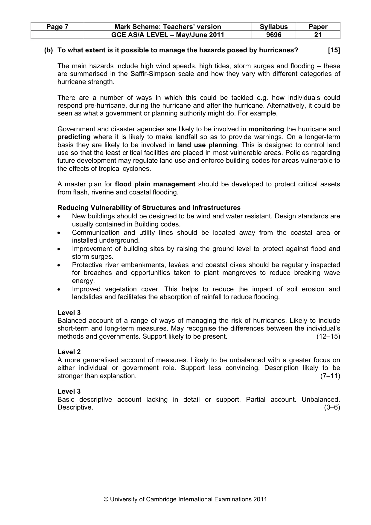 Mark scheme, page 7 of 10